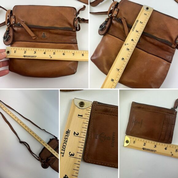 Harbour 2nd Brown Leather Crossbody And Credit Card Zip Wallet  Adjustable Small - Picture 16 of 16